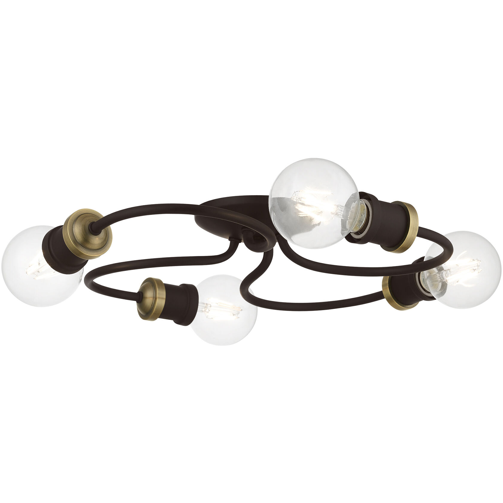 Bromley 4 Light 16 inch Bronze with Antique Brass Accents Flush Mount Ceiling Light, Large