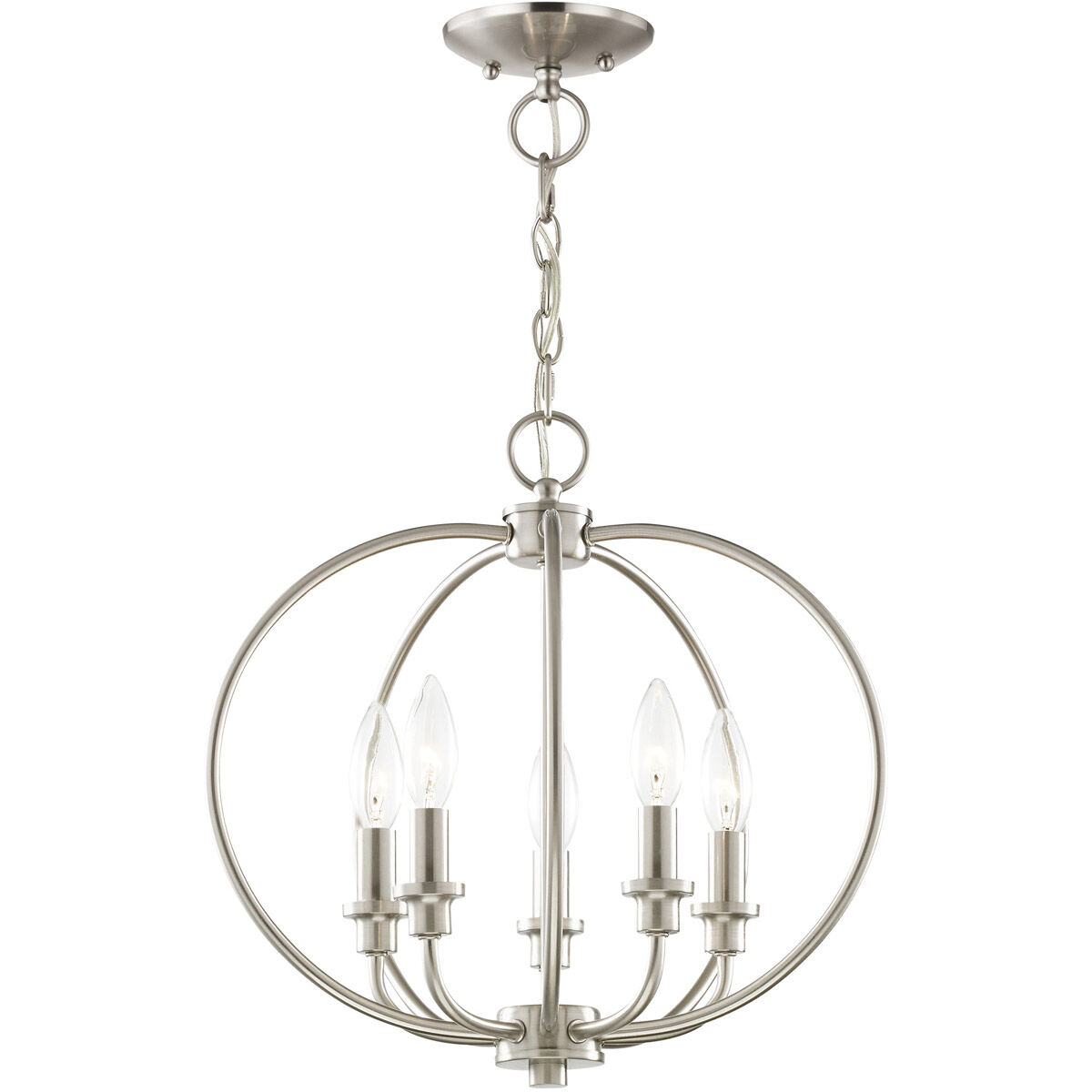 Milania 5 Light 16 inch Brushed Nickel Convertible Mini Chandelier/Ceiling Mount Ceiling Light