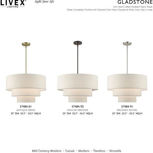 Gladstone 4 Light 23 inch Antique Brass Pendant Chandelier Ceiling Light