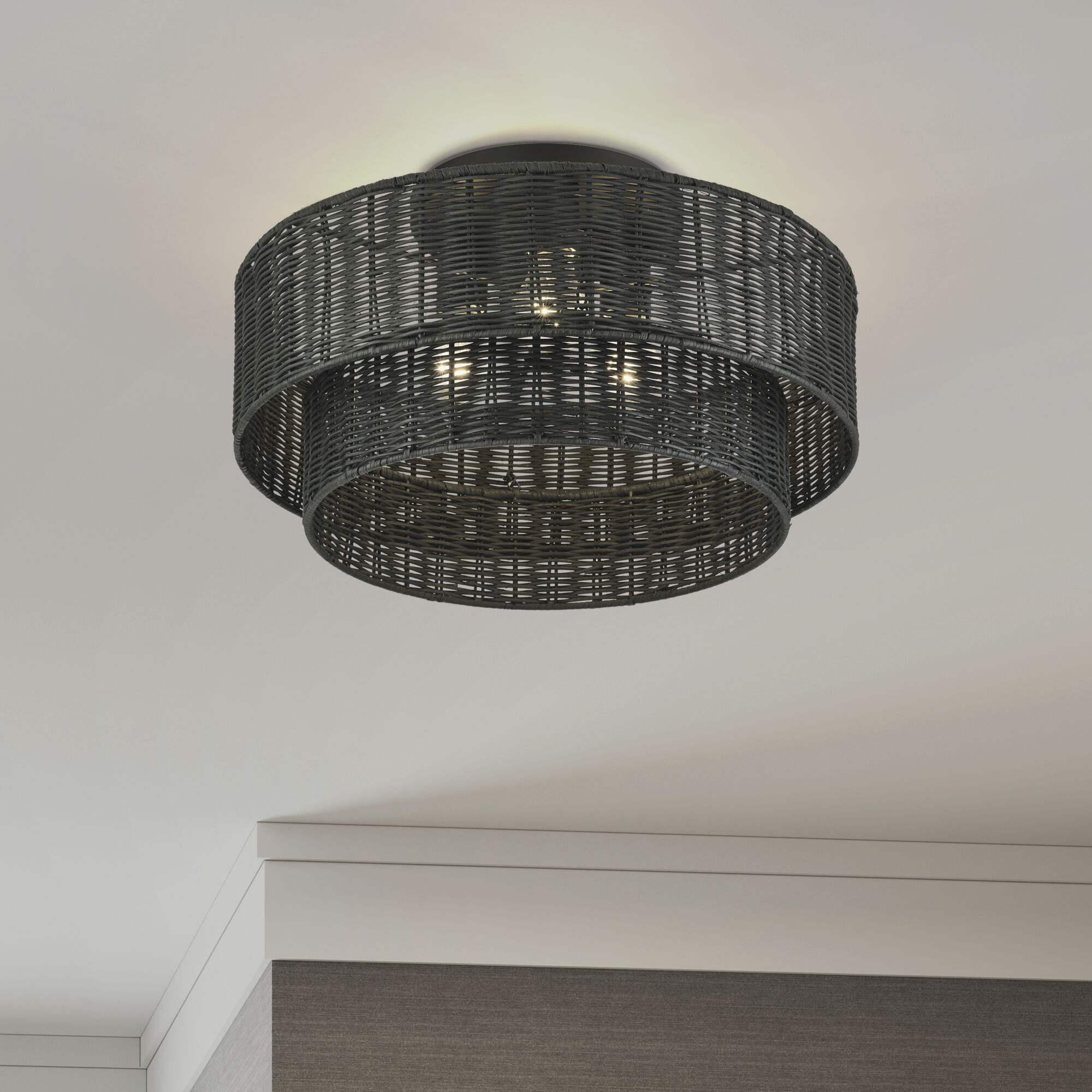 Weavington 3 Light 18 inch Black Semi Flush Mount Ceiling Light, Large
