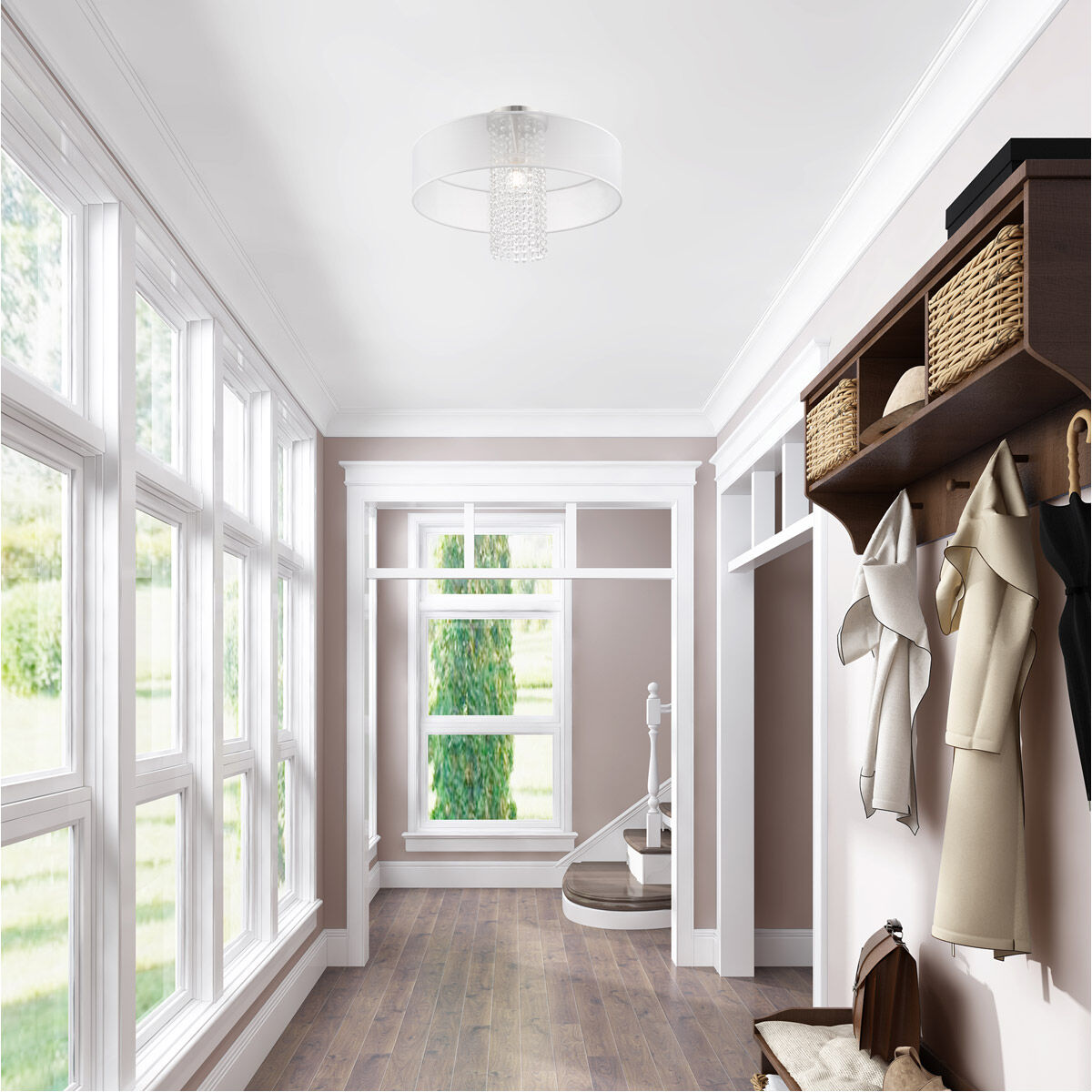 Bella Vista 1 Light 20 inch Brushed Nickel Semi-Flush Mount Ceiling Light