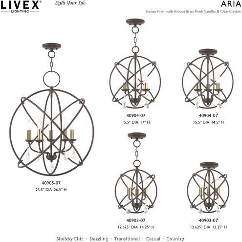 Aria 3 Light 16 inch Bronze Convertible Chandelier / Semi Flush Ceiling Light