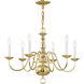 Williamsburgh 6 Light 24 inch Polished Brass Chandelier Ceiling Light