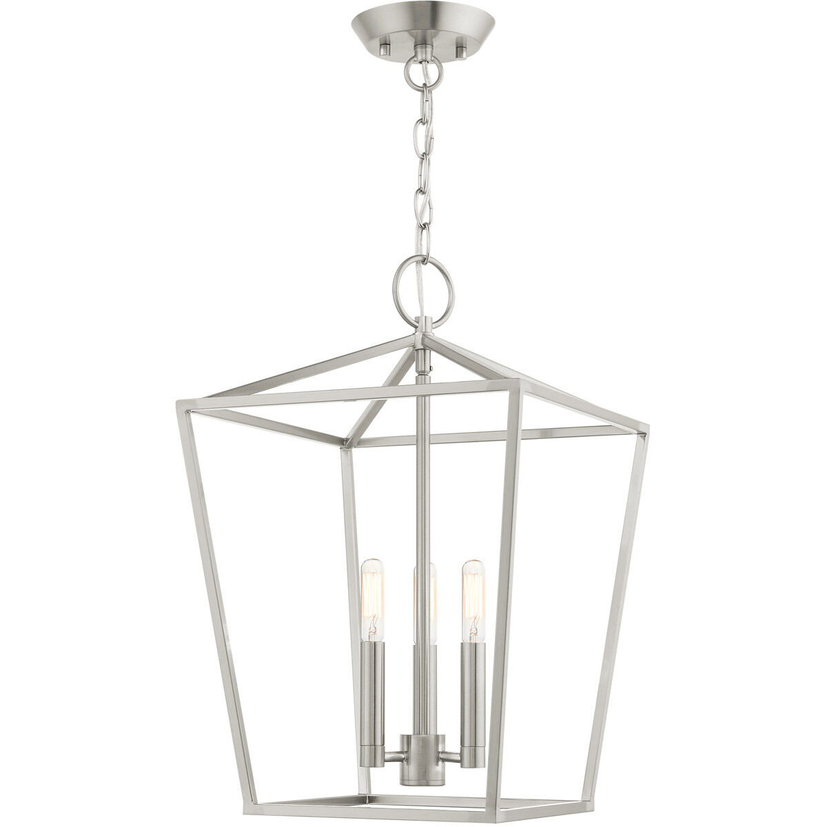 Devone 3 Light 13 inch Brushed Nickel Convertible Semi Flush/Lantern Ceiling Light