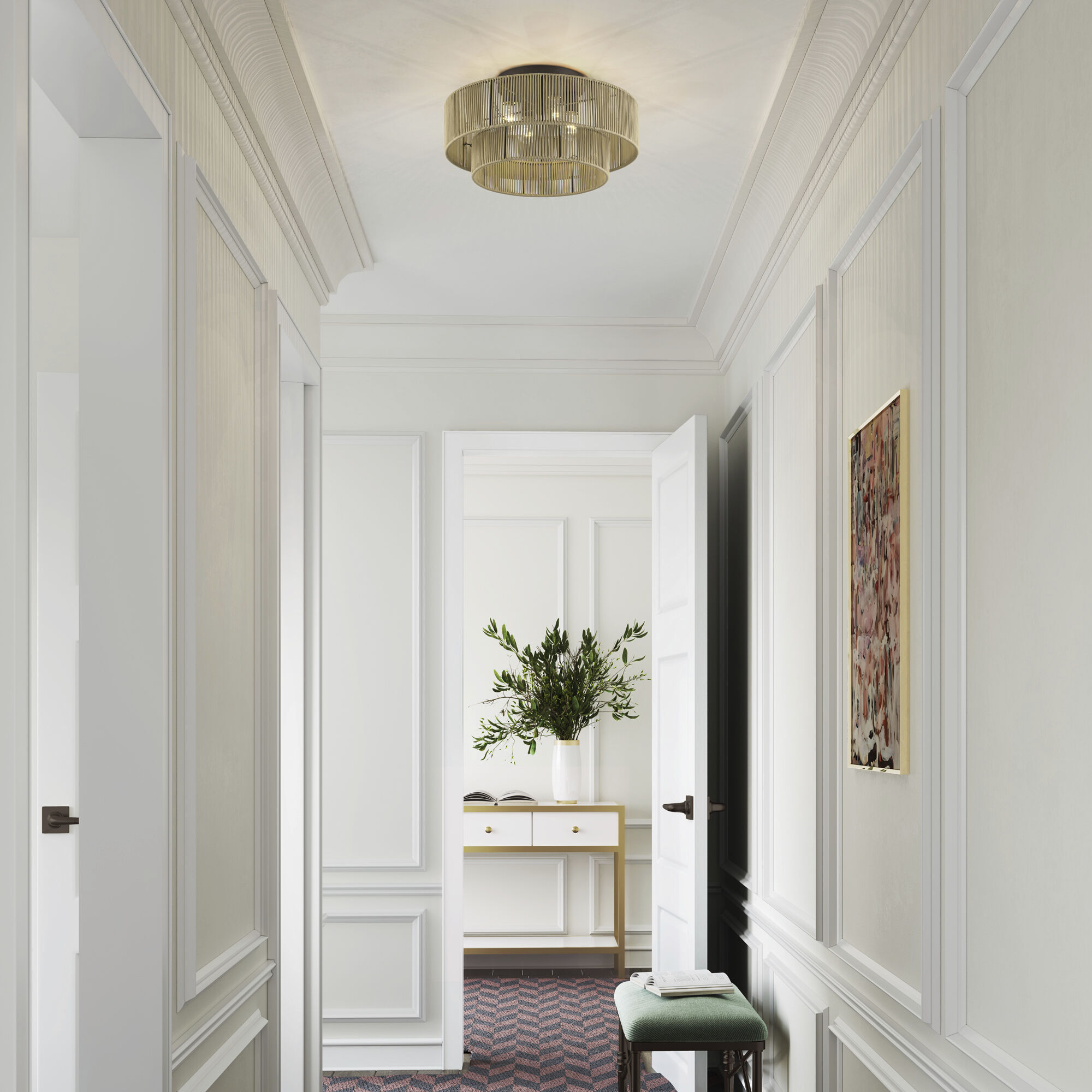 Acordia 4 Light 21 inch English Bronze Semi Flush Mount Ceiling Light, Extra Large