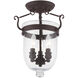 Jefferson 3 Light 10 inch Bronze Semi-Flush Mount Ceiling Light