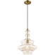 Art Glass 1 Light 12 inch Antique Brass Mini Pendant Ceiling Light