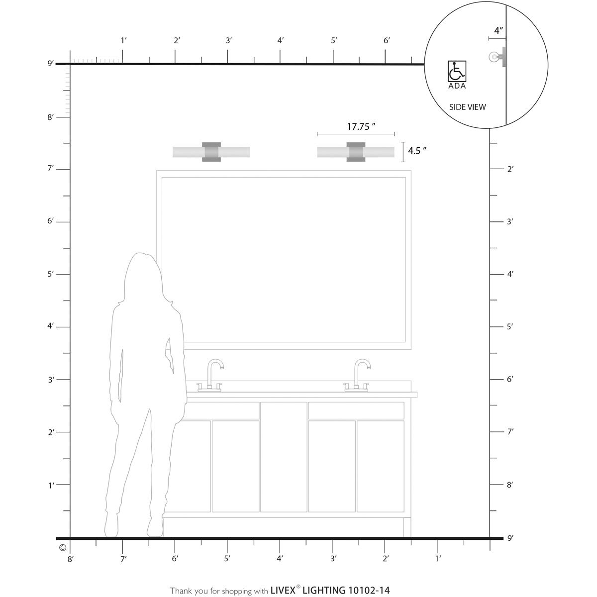 Aero 2 Light 5 inch Textured Black with Antique Brass Accent ADA ADA Wall Sconce Wall Light