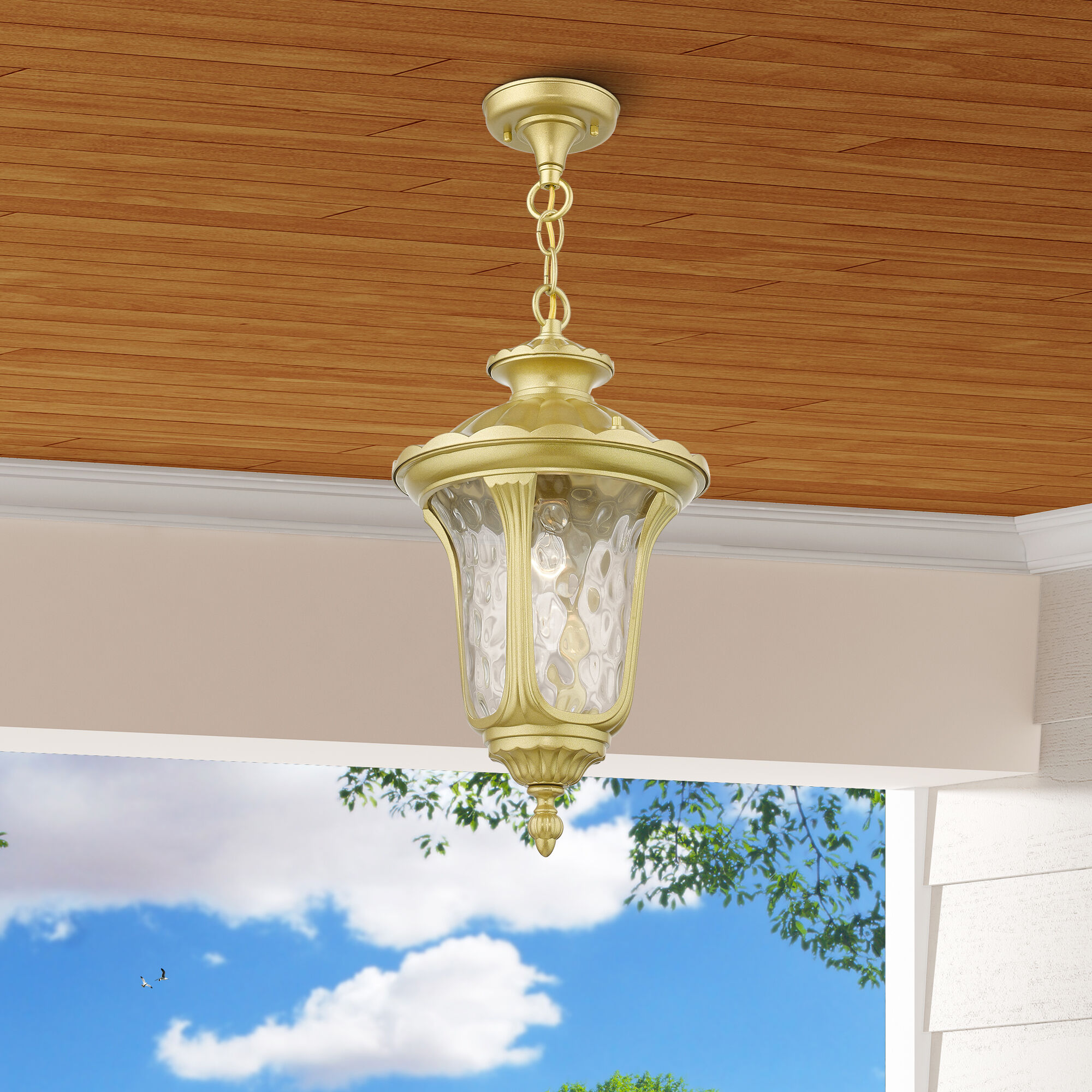 Oxford 1 Light 9.5 inch Soft Gold Outdoor Pendant Lantern, Medium