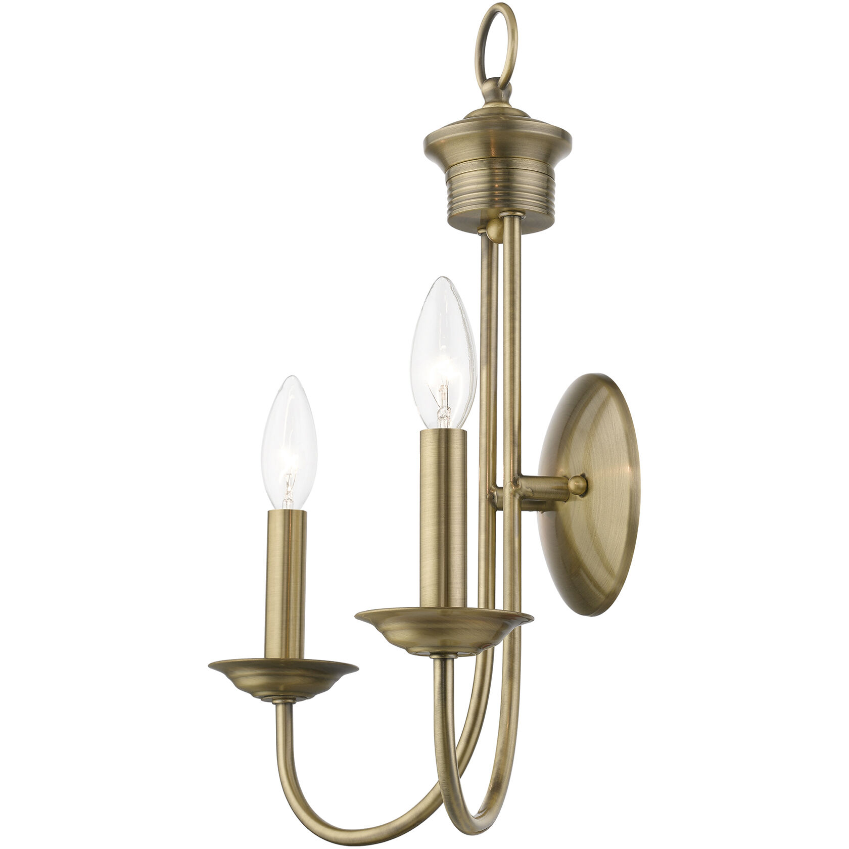 Estate 2 Light 14 inch Antique Brass Double Sconce Wall Light