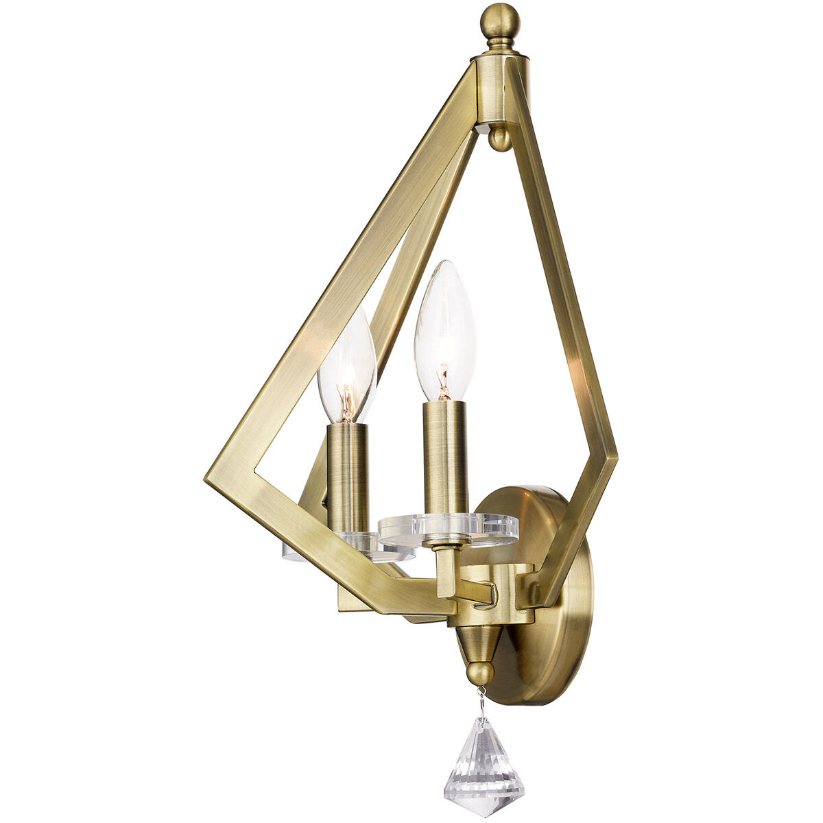 Diamond 2 Light 13 inch Antique Brass Wall Sconce Wall Light