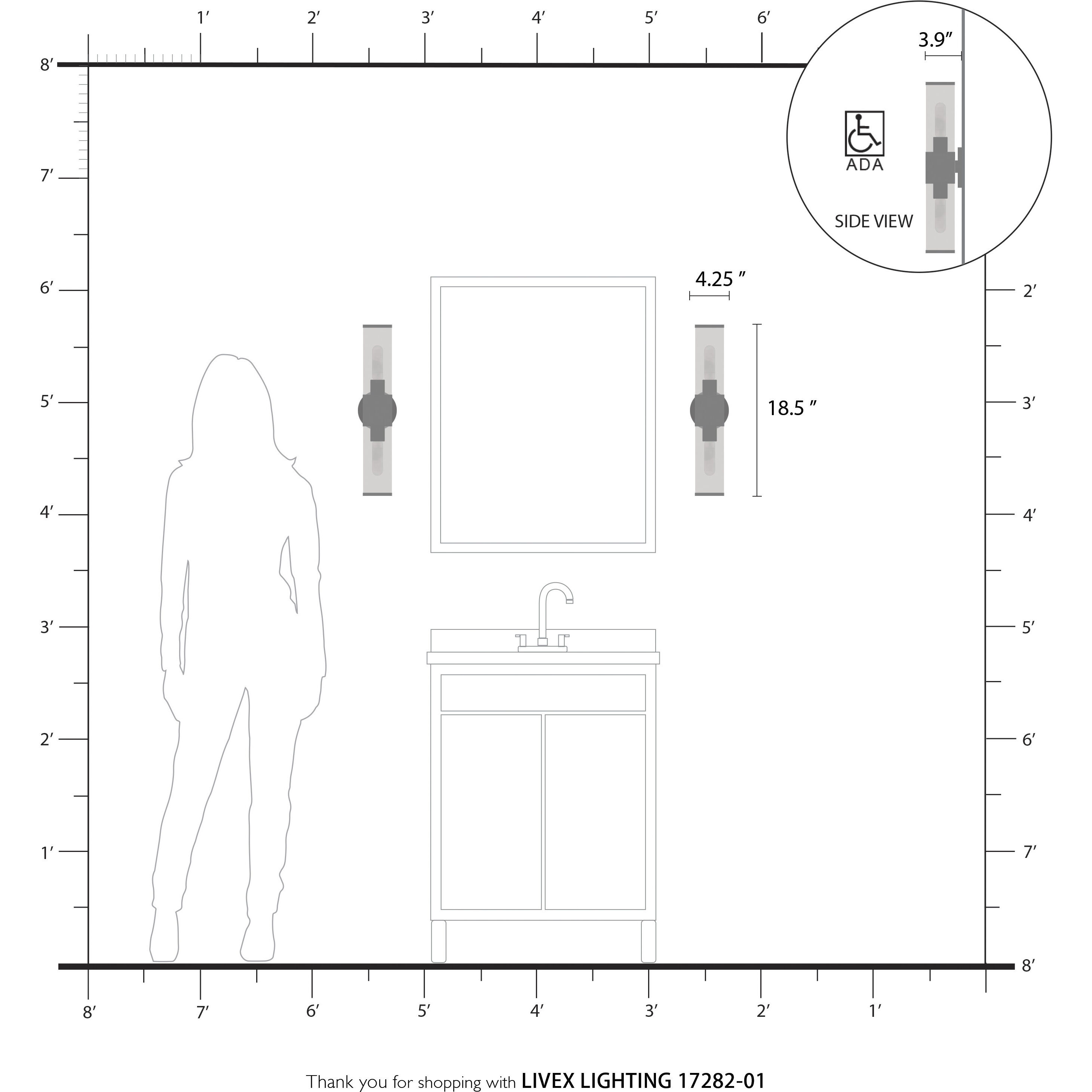 Banca 2 Light 4 inch Antique Brass ADA Vanity Sconce Wall Light