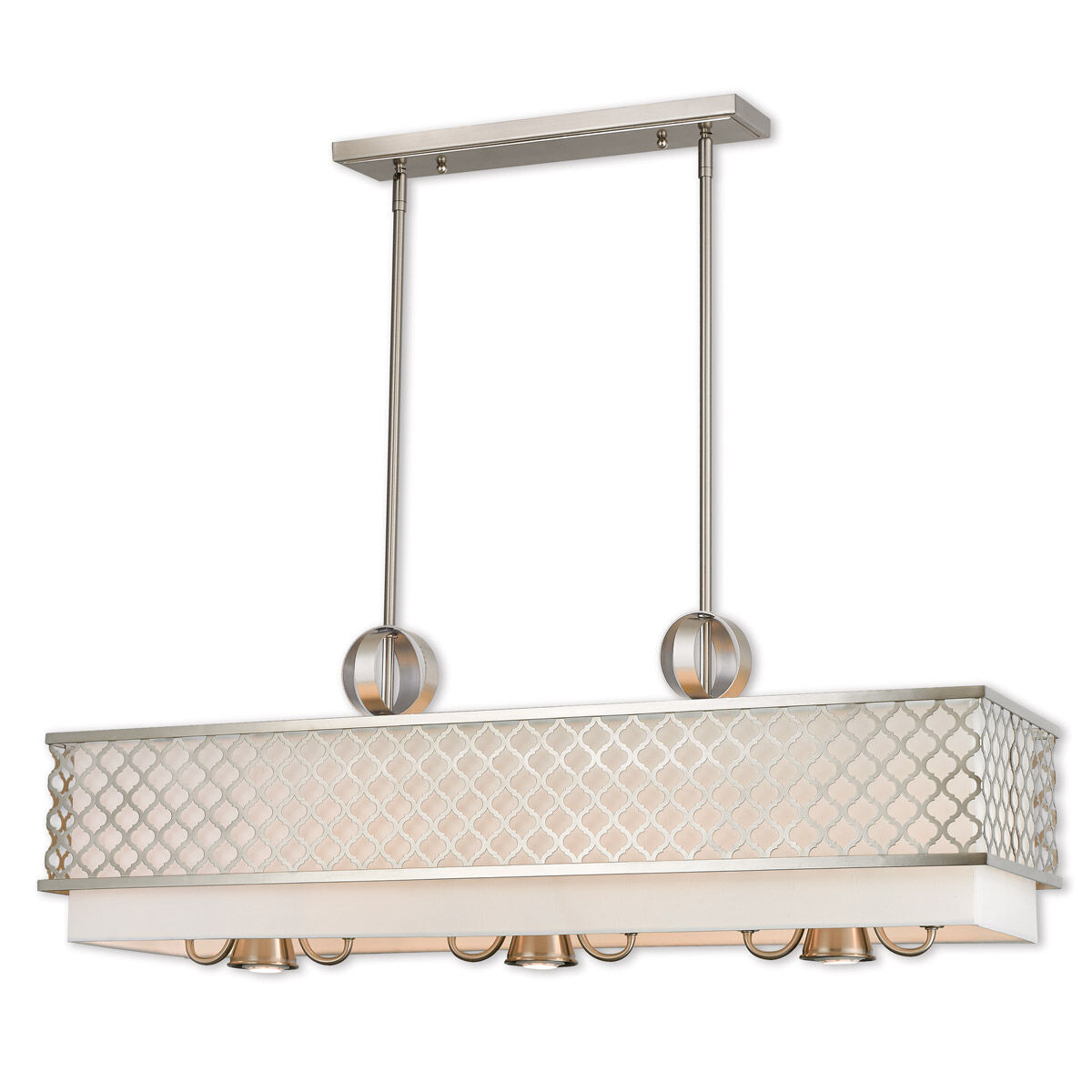 Arabesque 9 Light 40 inch Brushed Nickel Linear Chandelier Ceiling Light