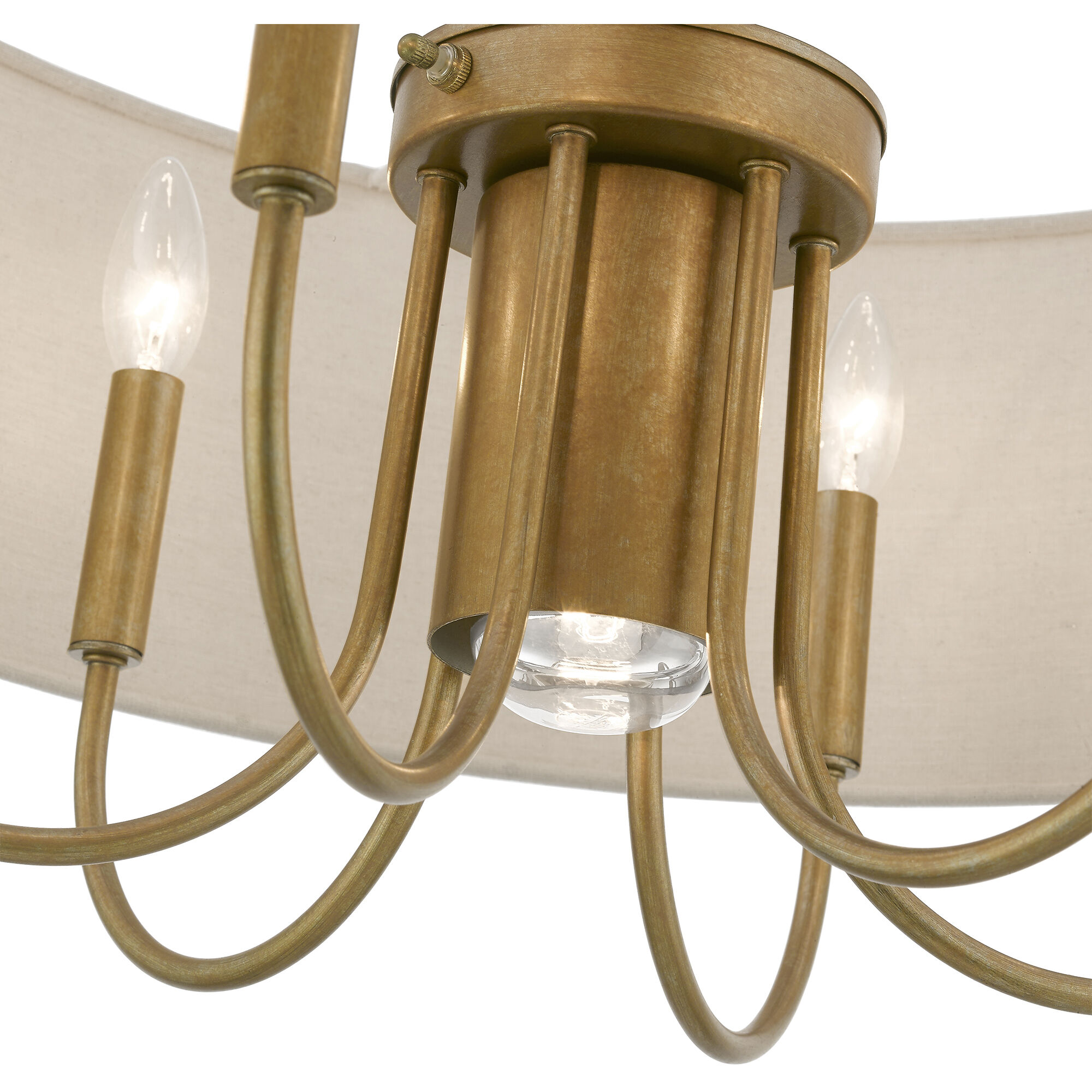 Burnett 7 Light 24 inch Antique Gold Leaf with White Accents Pendant Chandelier Ceiling Light
