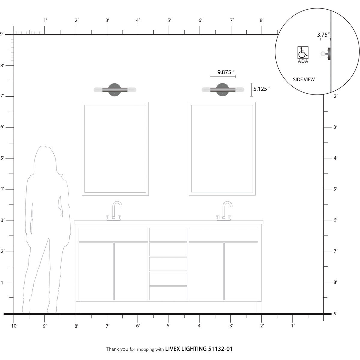Copenhagen 2 Light 5 inch Antique Brass ADA ADA Wall Sconce Wall Light
