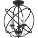 Aria 3 Light 16 inch Black Convertible Chandelier / Semi Flush Ceiling Light