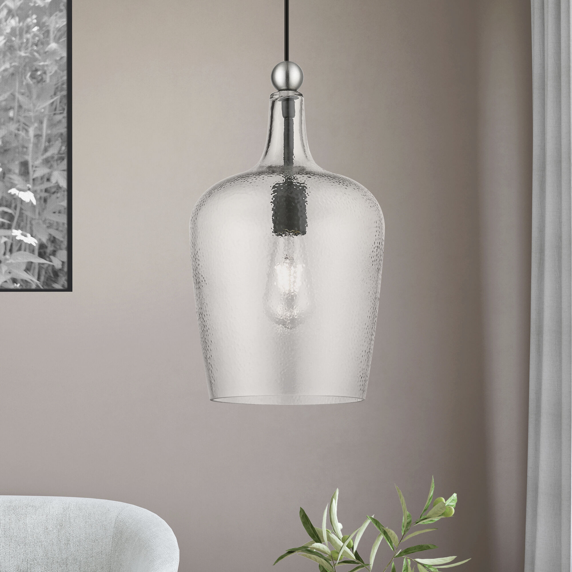 Avery 1 Light 9.25 inch Black with Brushed Nickel Accent Single Pendant Ceiling Light, Single