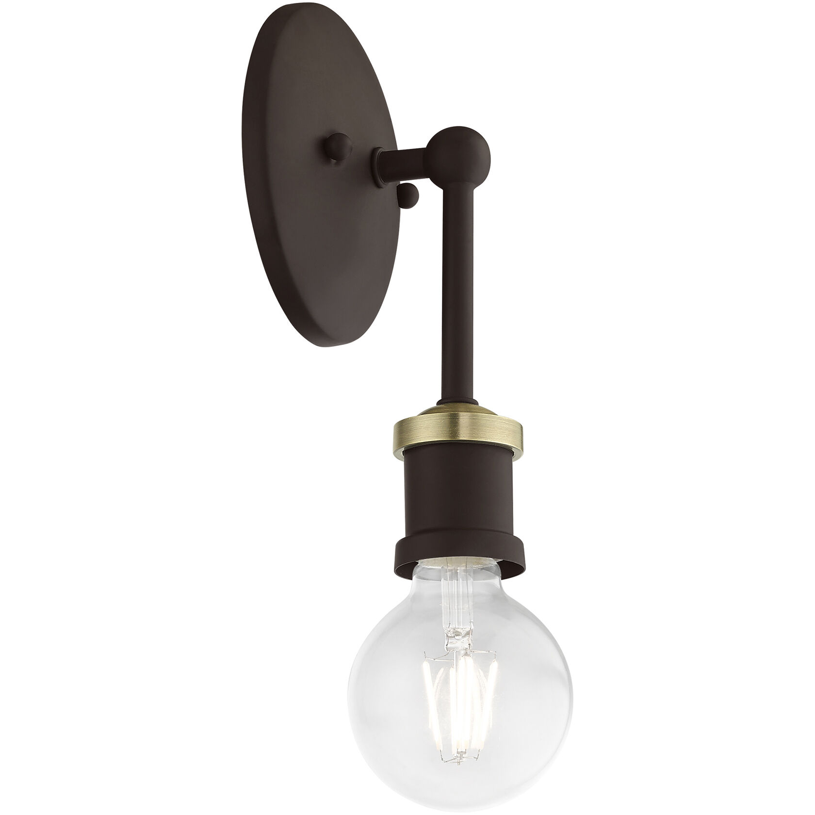 Lansdale 1 Light 5 inch Bronze with Antique Brass Accents Vanity Sconce Wall Light