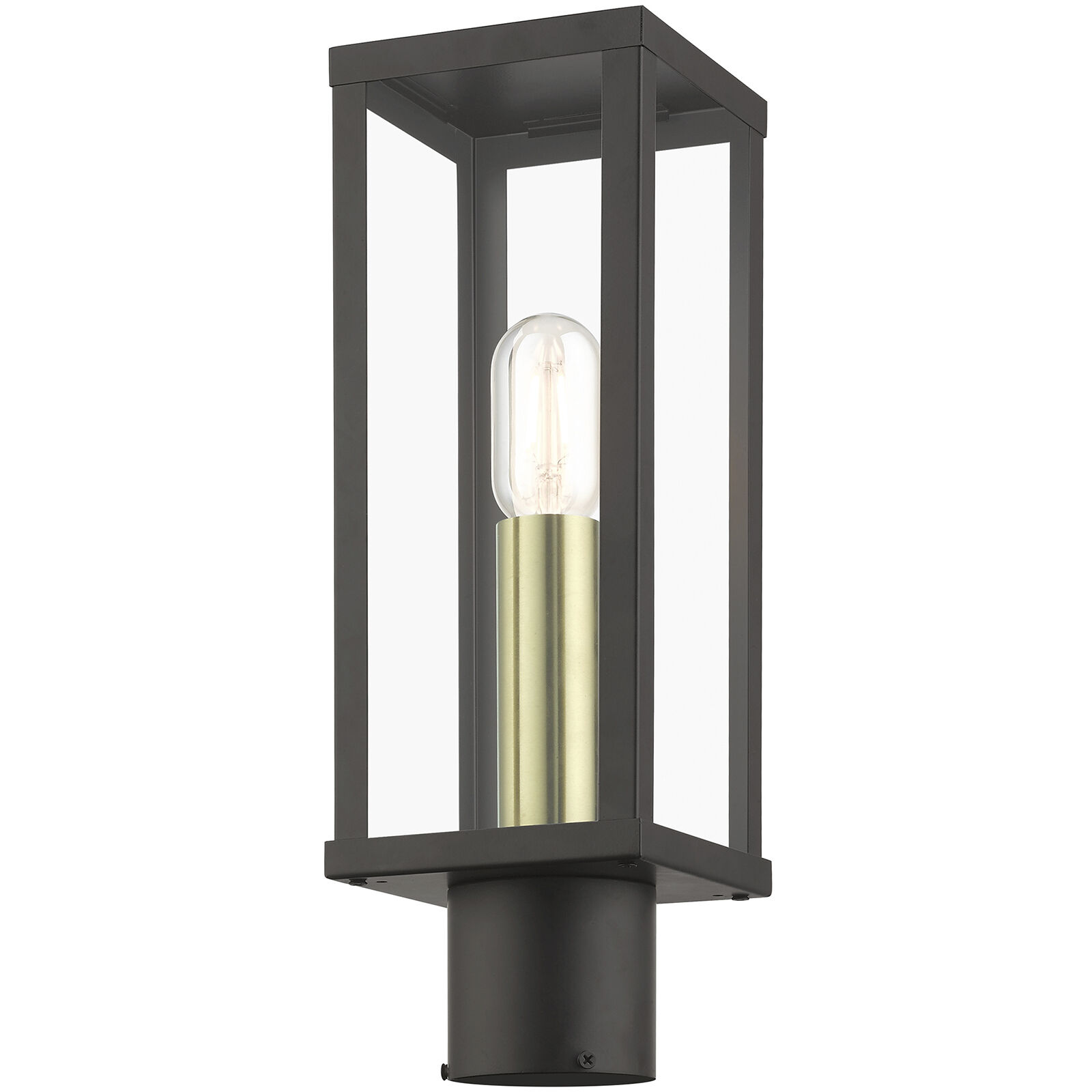 Gaffney 1 Light 15.5 inch Bronze with Antique Gold Finish Accents Outdoor Post Top Lantern