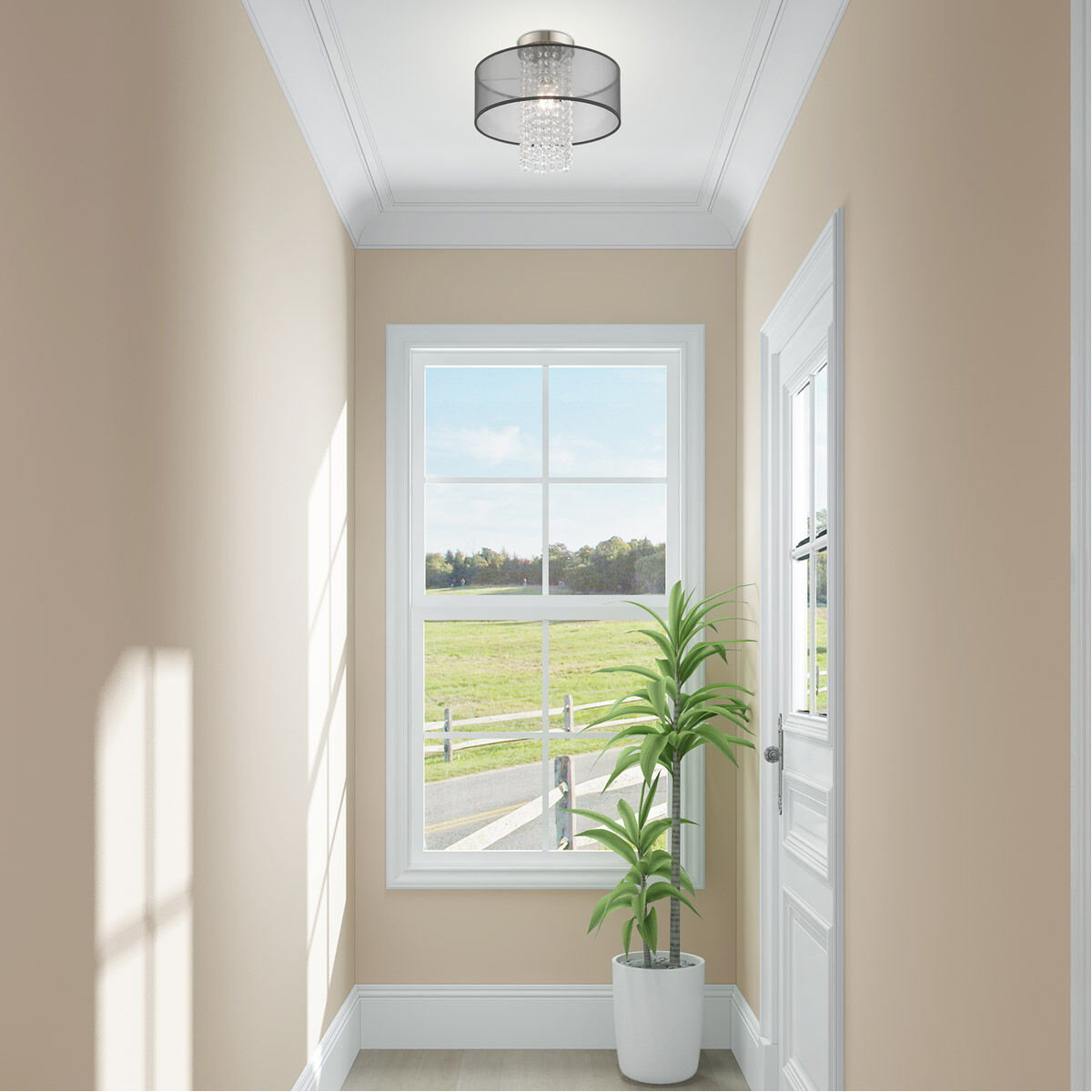 Bella Vista 1 Light 13 inch Brushed Nickel Semi-Flush Mount Ceiling Light