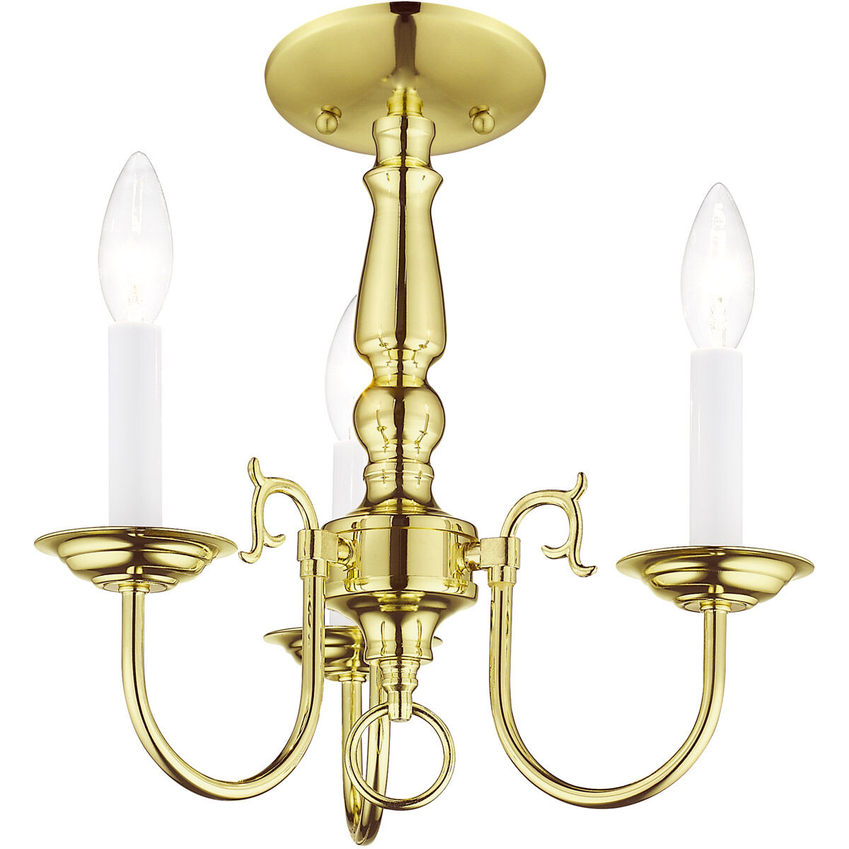 Williamsburgh 3 Light 14 inch Polished Brass Mini Chandelier Ceiling Light
