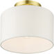 Meridian 1 Light 10 inch Satin Brass Semi Flush Ceiling Light