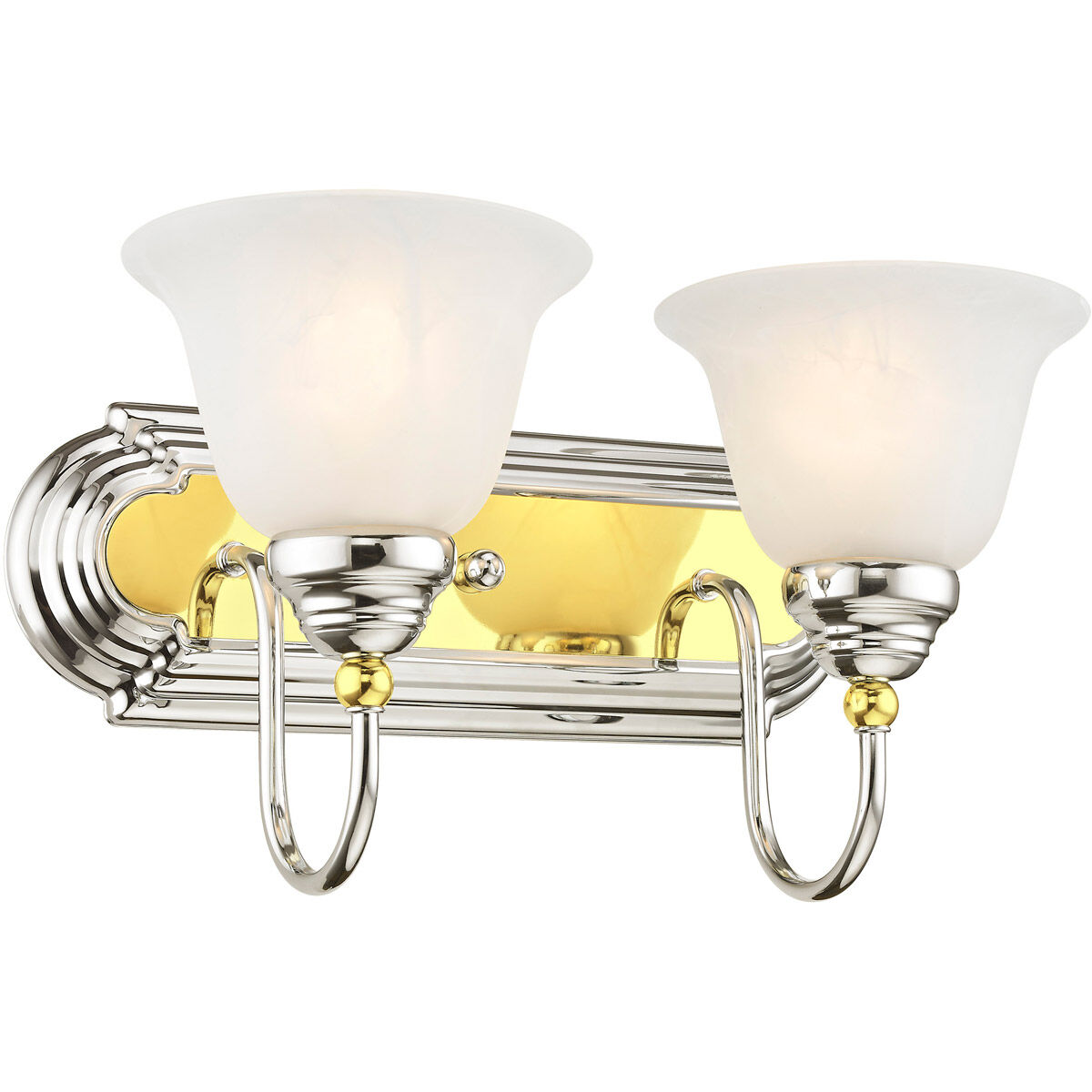 Belmont 2 Light 14 inch Polished Chrome & Polished Brass Bath Vanity Wall Light