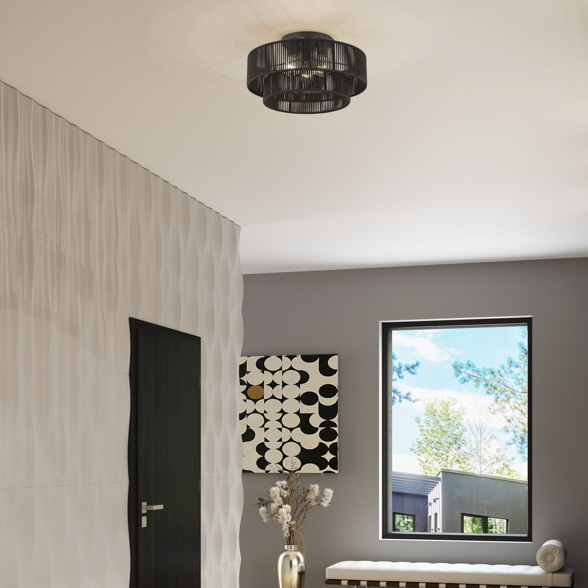 Acordia 3 Light 18 inch English Bronze Semi Flush Mount Ceiling Light, Large