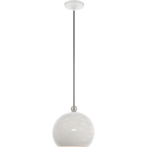 Dublin 1 Light 10 inch White with Brushed Nickel Accents Pendant Ceiling Light