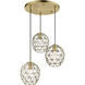 Geometrix 3 Light 20 inch Antique Brass Pendant Ceiling Light