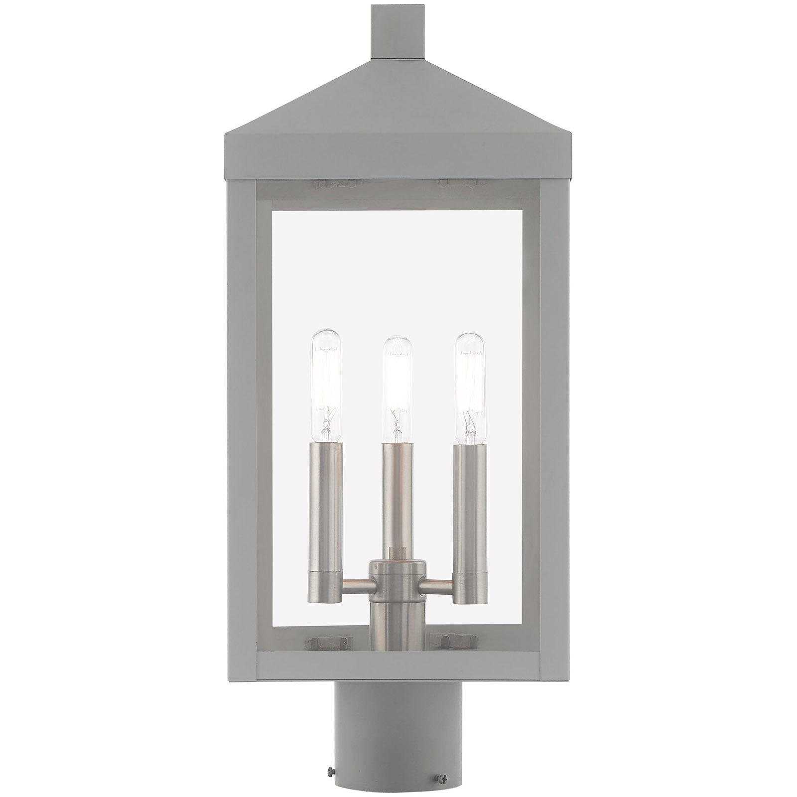 Nyack 3 Light 20 inch Nordic Gray Outdoor Post Top Lantern