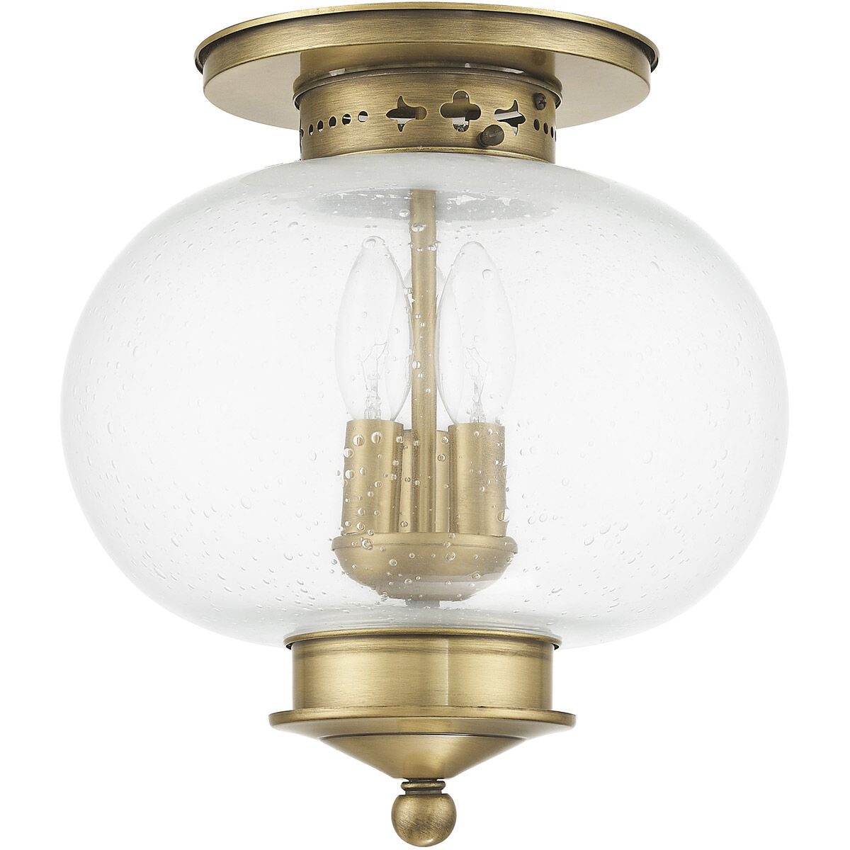 Harbor 3 Light 11 inch Antique Brass Semi-Flush Mount Ceiling Light