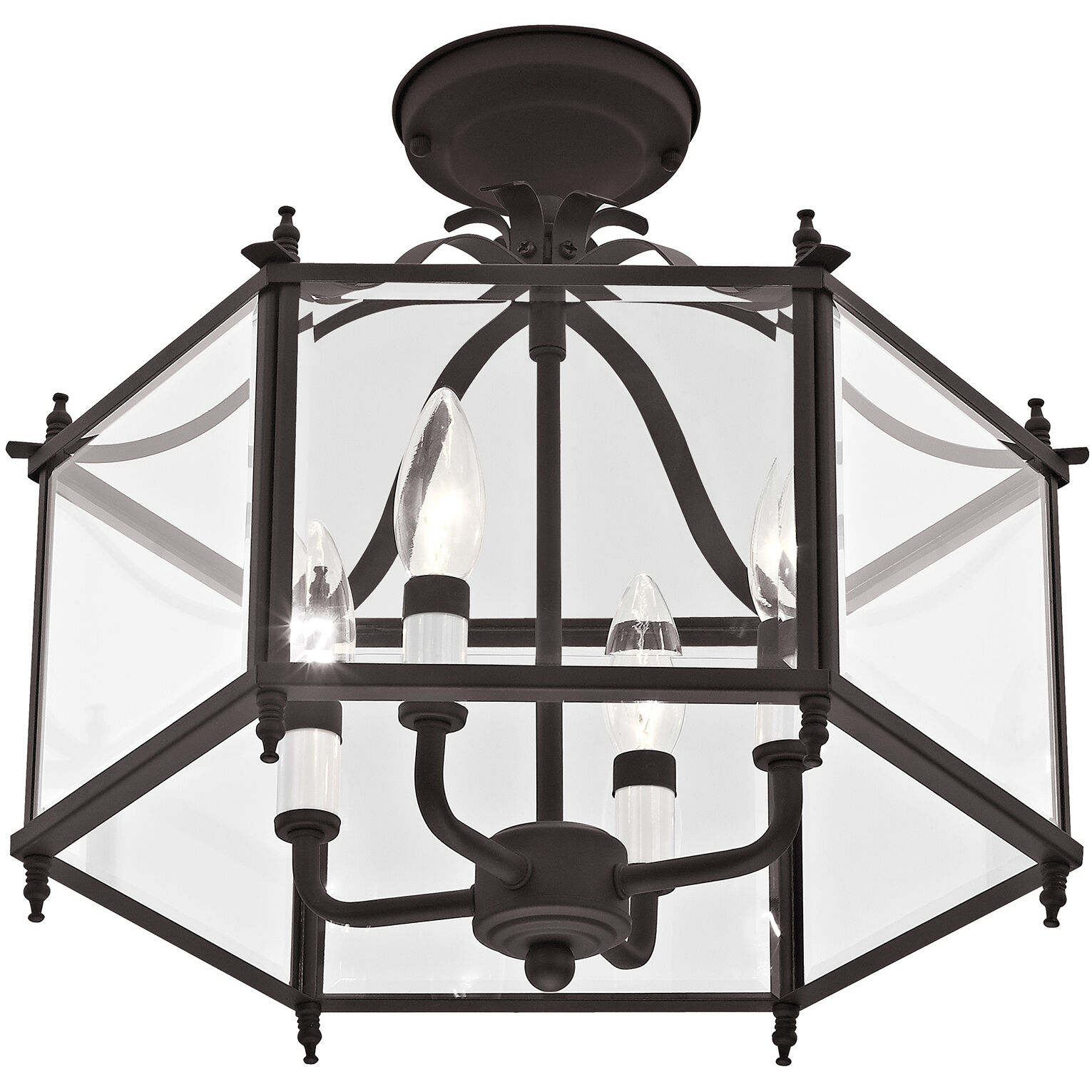 Livingston 4 Light 16 inch Bronze Convertible Pendant/Ceiling Mount Ceiling Light