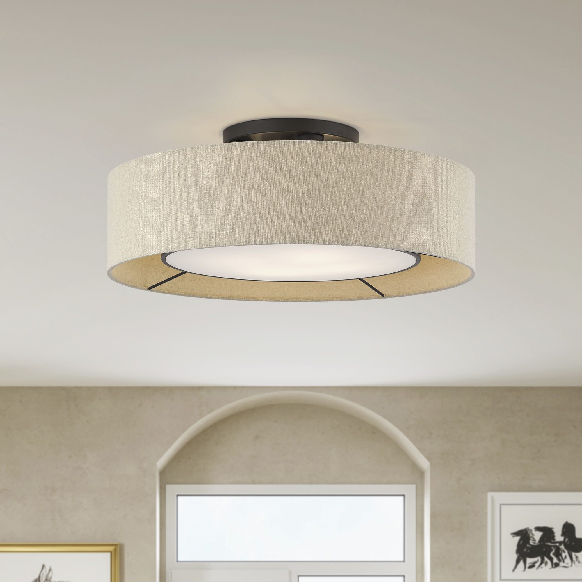 Ellsworth 4 Light 21 inch Bronze Semi Flush Mount Ceiling Light, Large