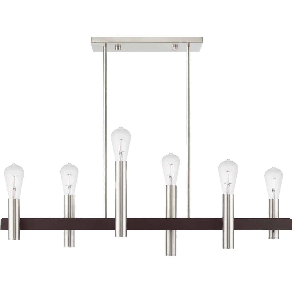 Helsinki 6 Light 8.25 inch Brushed Nickel with Bronze Accents Chandelier Ceiling Light