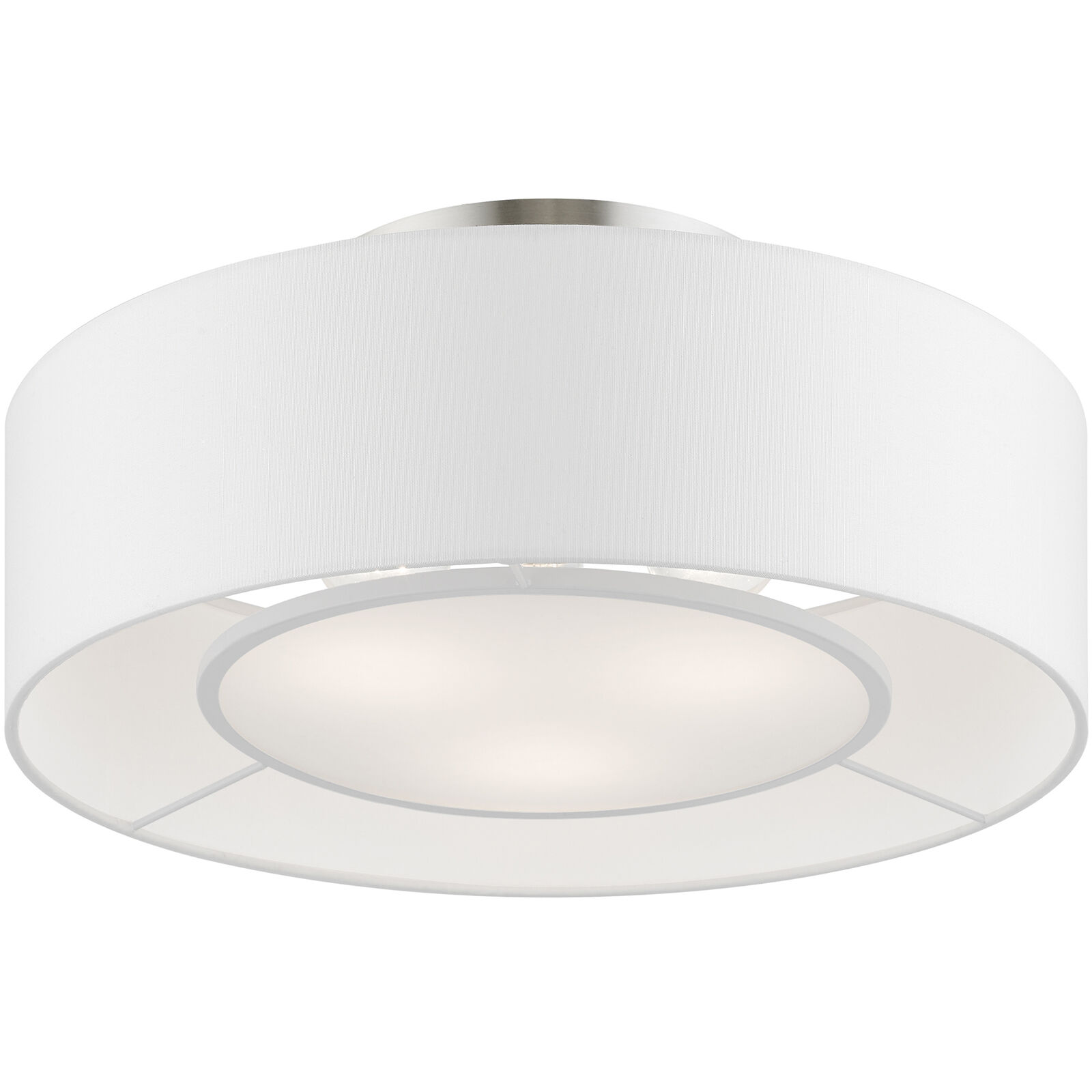 Gilmore 3 Light 17 inch Brushed Nickel with Shiny White Accents Semi-Flush Ceiling Light