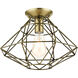 Geometric 1 Light 14 inch Antique Brass Flush Mount Ceiling Light