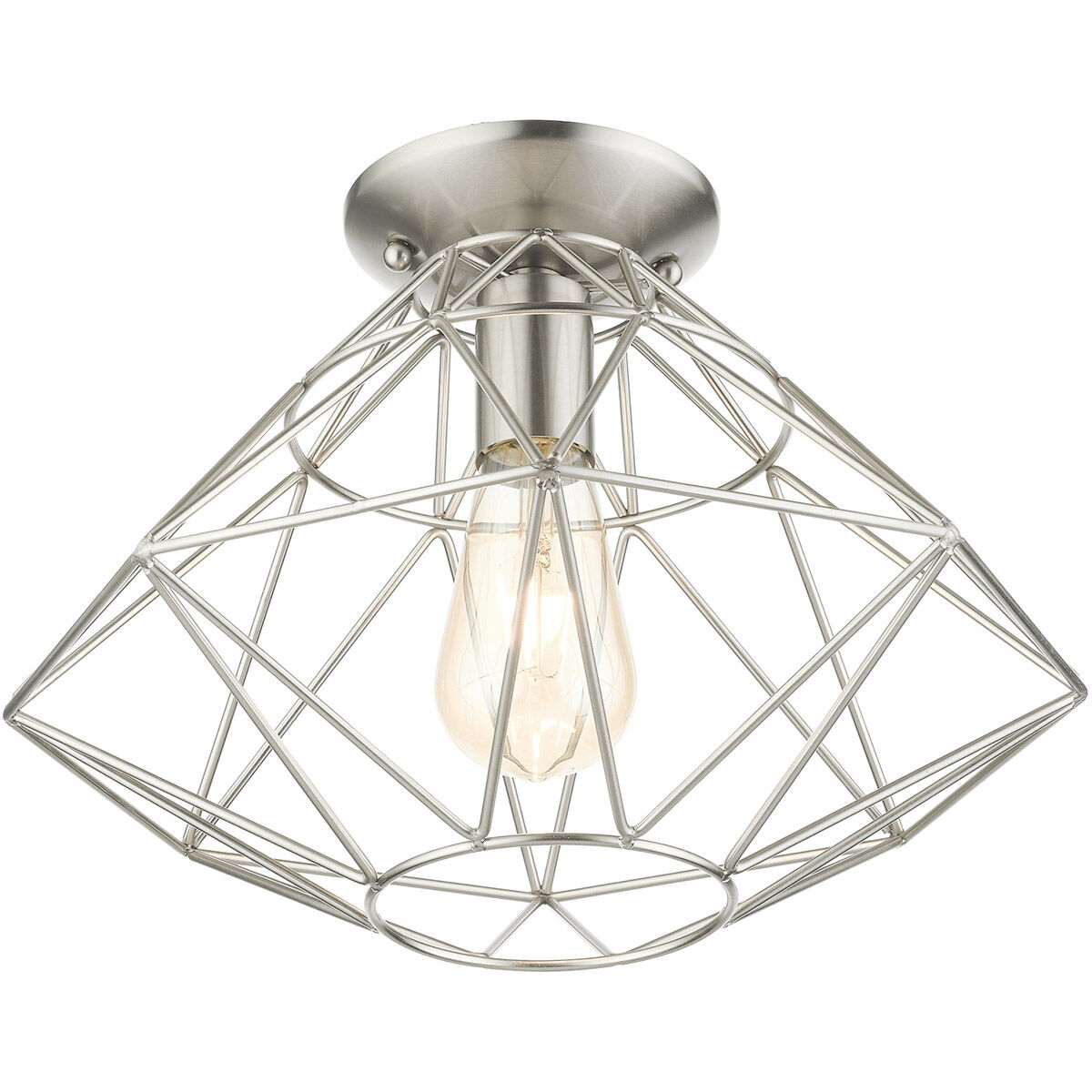 Geometric 1 Light 14 inch Brushed Nickel Flush Mount Ceiling Light