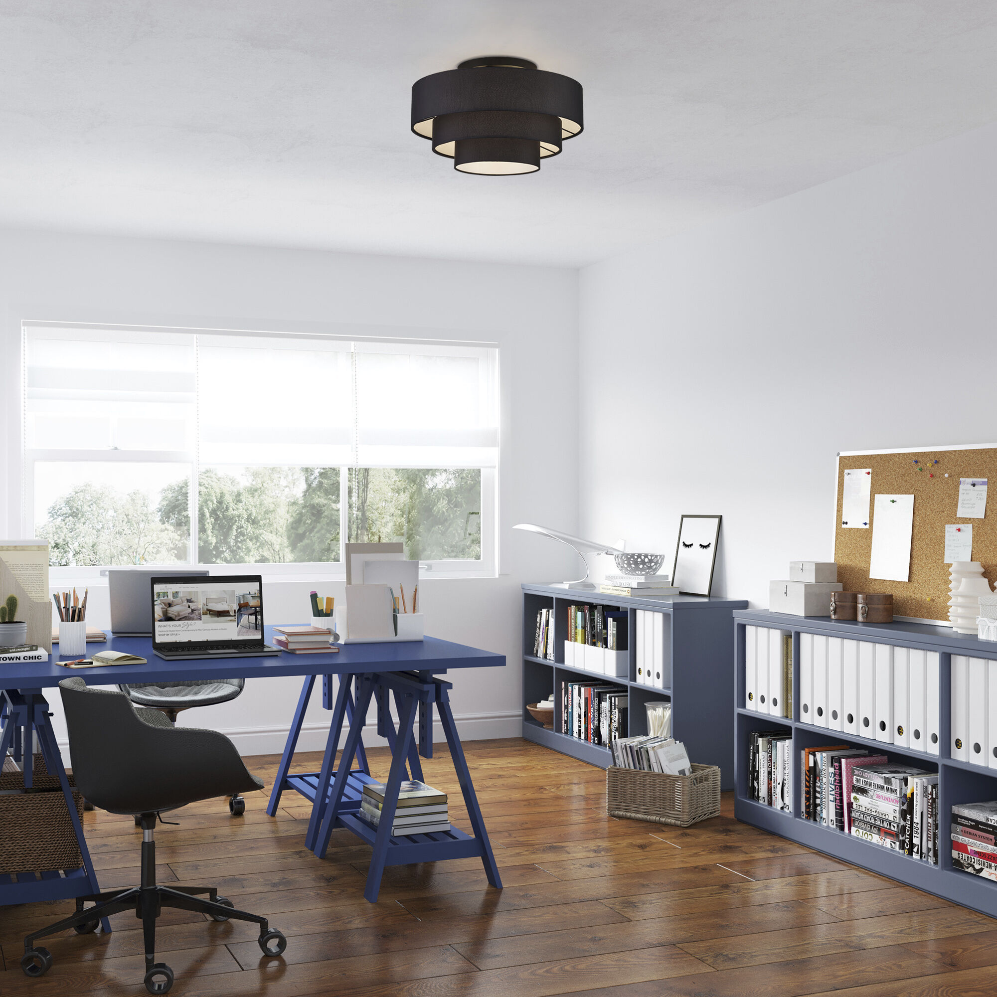 Bainbridge 4 Light 21 inch Black Semi Flush Mount Ceiling Light, Extra Large