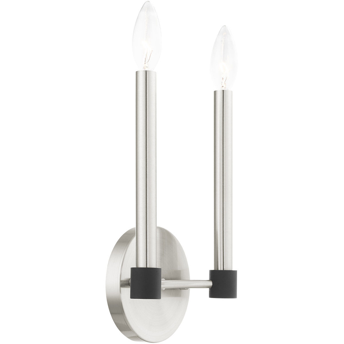 Karlstad 2 Light 7 inch Brushed Nickel with Satin Brass Accents ADA Sconce Wall Light