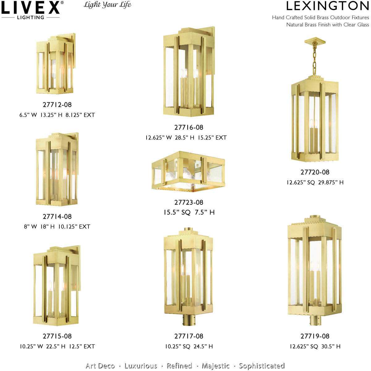Lexington 4 Light 13 inch Natural Brass Outdoor Pendant Lantern