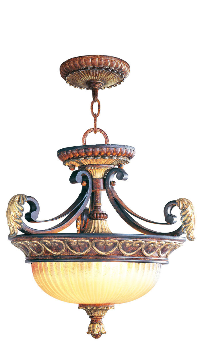 Villa Verona 2 Light 15 inch Verona Bronze with Aged Gold Leaf Accents Convertible Inverted Pendant/Ceiling Mount Ceiling Light