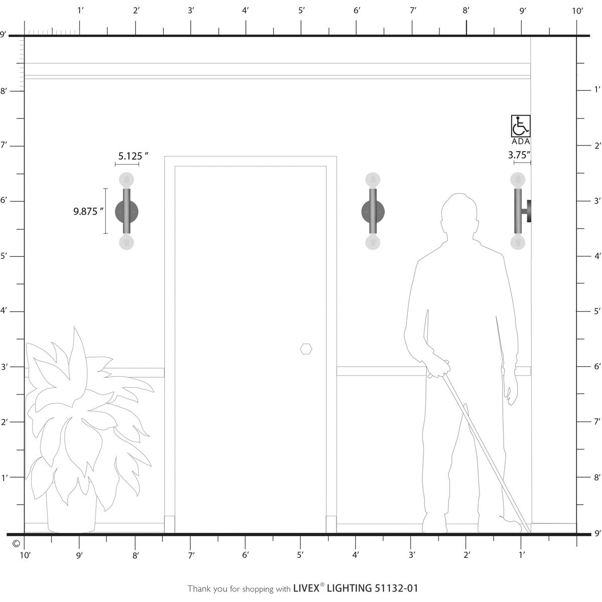 Copenhagen 2 Light 5 inch Antique Brass ADA ADA Wall Sconce Wall Light