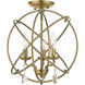 Aria 3 Light 16 inch Antique Brass Convertible Chandelier / Semi Flush Ceiling Light