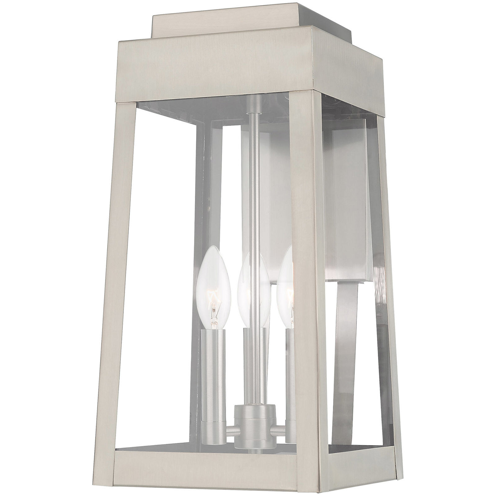 Oslo 3 Light 16 inch Brushed Nickel Outdoor Wall Lantern