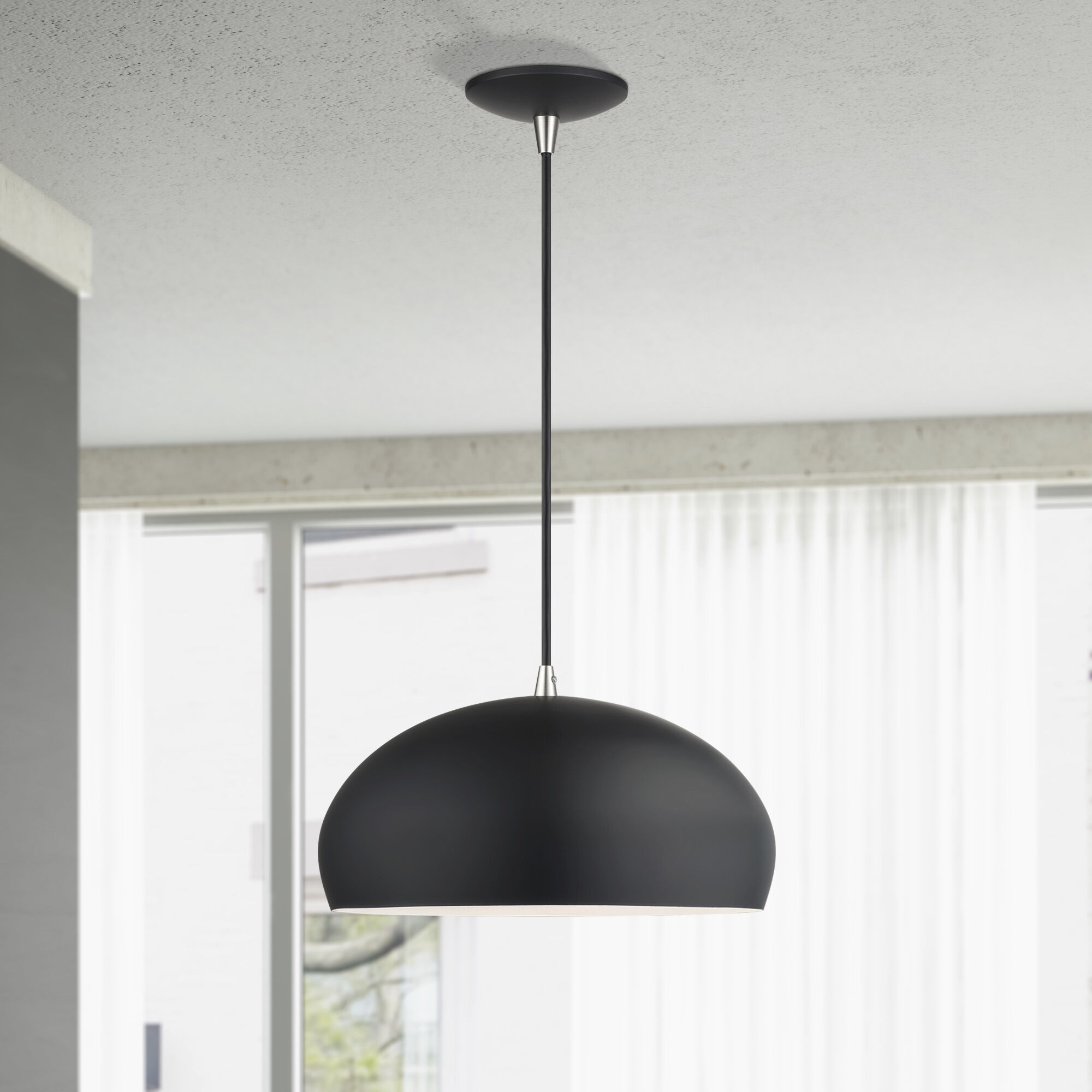 Domma 1 Light 14 inch Black with Brushed Nickel Accents Pendant Ceiling Light