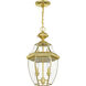 Monterey 2 Light 11 inch Polished Brass Outdoor Pendant Lantern