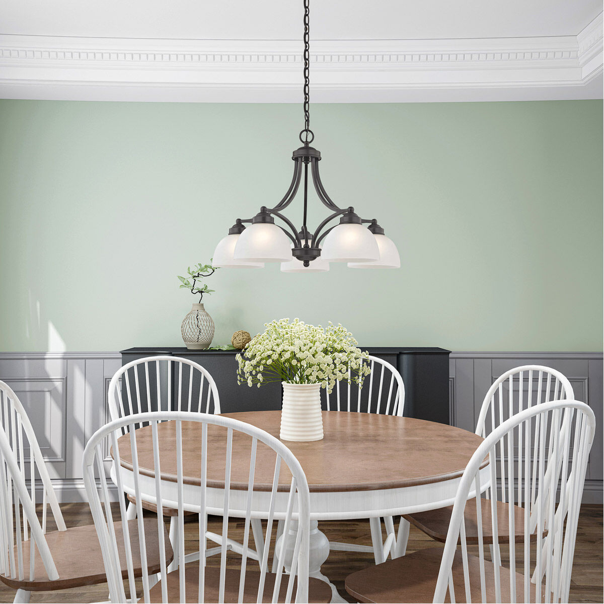 Somerset 5 Light 25 inch English Bronze Dinette Chandelier Ceiling Light