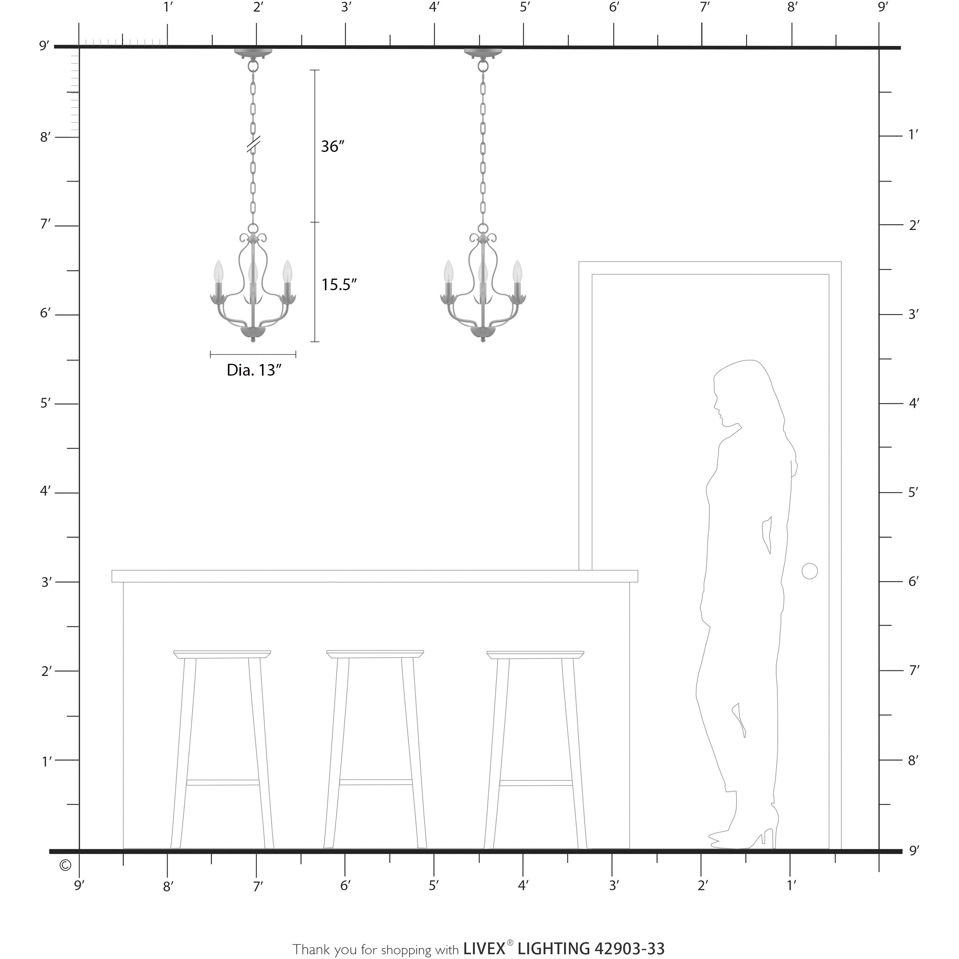 Katarina 3 Light 13 inch Soft Gold Chandelier Ceiling Light