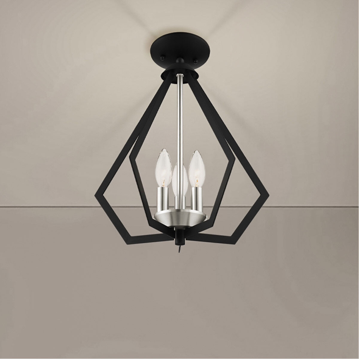 Prism 2 Light 11 inch Black with Brushed Nickel Cluster Convertible Semi Flush/Pendant Ceiling Light